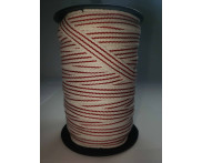 Cadarço 10 mm BD - Fundo Branco / List Vermelho  - 50 metros